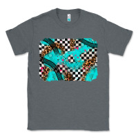 Charcoal Heather race day turquoise background Classic Tee - AdoDesignShop