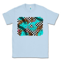 Dusty Blue race day turquoise background Classic Tee - AdoDesignShop