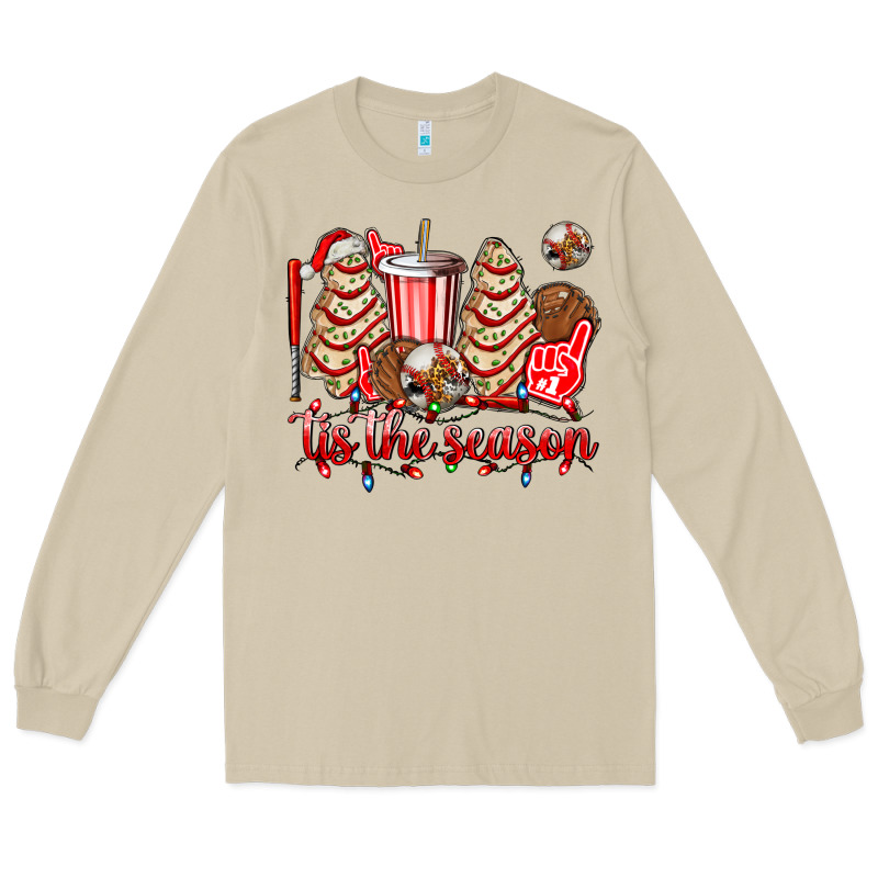 Tis The Season Christmas Tree  Cake Baseball Long Sleeve Tee by AdoDesignShop | Teevron