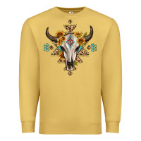 Antique Gold bull skull with aztec sunflower leopard Premium Sweatshirt - MaliasSmallBusiness