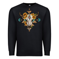 Black bull skull with aztec sunflower leopard Premium Sweatshirt - MaliasSmallBusiness