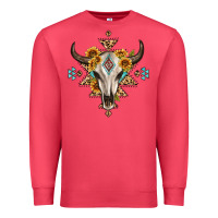 Cardinal bull skull with aztec sunflower leopard Premium Sweatshirt - MaliasSmallBusiness