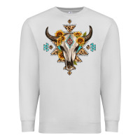 Dove Grey bull skull with aztec sunflower leopard Premium Sweatshirt - MaliasSmallBusiness
