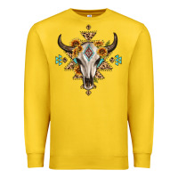 Lemon bull skull with aztec sunflower leopard Premium Sweatshirt - MaliasSmallBusiness