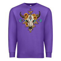 Purple bull skull with aztec sunflower leopard Premium Sweatshirt - MaliasSmallBusiness