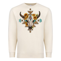Sandshell bull skull with aztec sunflower leopard Premium Sweatshirt - MaliasSmallBusiness