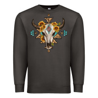 Smoke bull skull with aztec sunflower leopard Premium Sweatshirt - MaliasSmallBusiness