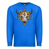 True Royal bull skull with aztec sunflower leopard Premium Sweatshirt - MaliasSmallBusiness