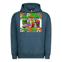 Pigment Midnight Navy Halloween Coffee Cups Urban Hoodie - texasbilliewilder