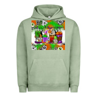 Pigment Oil Green Halloween Coffee Cups Urban Hoodie - texasbilliewilder