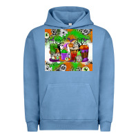 Pigment Pebble Blue Halloween Coffee Cups Urban Hoodie - texasbilliewilder