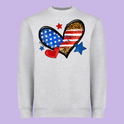 American Flag Heart Leopard Heavyweight Sweatshirt Designed By Neo Western