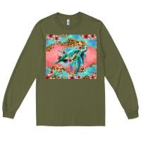 Army Green floral turtle Long Sleeve Tee - Jasminsmagicworld