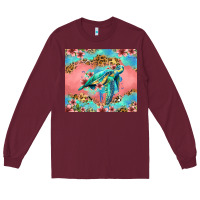 Burgundy floral turtle Long Sleeve Tee - Jasminsmagicworld