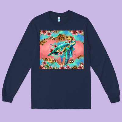 Floral Turtle Long Sleeve Tee Designed By Jasminsmagicworld