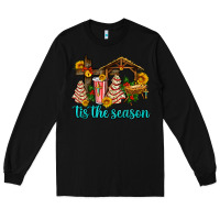 Black tis the seasin with christmas cake abd jesus Long Sleeve Tee - AdoDesignShop