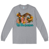 Heather Grey tis the seasin with christmas cake abd jesus Long Sleeve Tee - AdoDesignShop