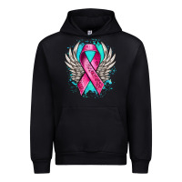 Black cancer ribbon with angel wings Urban Hoodie - NancyCooperArtShop