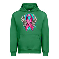 Emerald cancer ribbon with angel wings Urban Hoodie - NancyCooperArtShop
