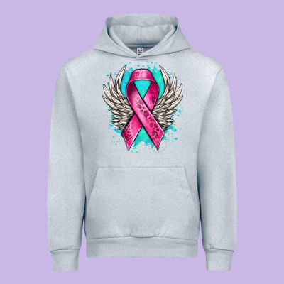 Cancer Ribbon With Angel Wings Urban Hoodie Designed By Nancycooperartshop