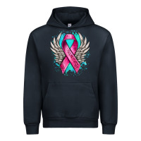 Navy cancer ribbon with angel wings Urban Hoodie - NancyCooperArtShop