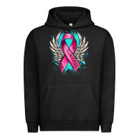 Pigment Black cancer ribbon with angel wings Urban Hoodie - NancyCooperArtShop