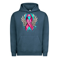 Pigment Midnight Navy cancer ribbon with angel wings Urban Hoodie - NancyCooperArtShop