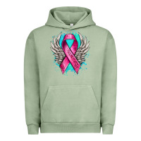 Pigment Oil Green cancer ribbon with angel wings Urban Hoodie - NancyCooperArtShop