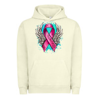 Pigment Pistachio cancer ribbon with angel wings Urban Hoodie - NancyCooperArtShop