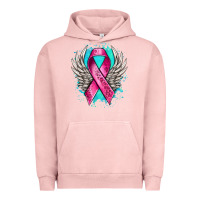 Pigment Salmon cancer ribbon with angel wings Urban Hoodie - NancyCooperArtShop