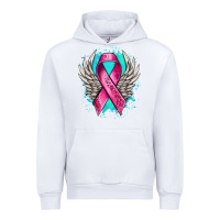 White cancer ribbon with angel wings Urban Hoodie - NancyCooperArtShop
