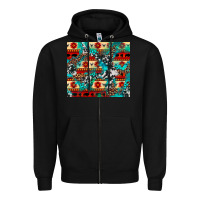 Black aztec leopard cowhide turquoise Zipper Hoodie - BarkalooDesign