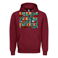 Burgundy aztec leopard cowhide turquoise Zipper Hoodie - BarkalooDesign