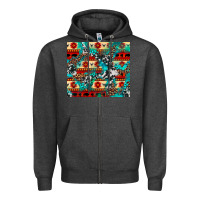 Charcoal Heather aztec leopard cowhide turquoise Zipper Hoodie - BarkalooDesign