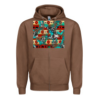 Chestnut aztec leopard cowhide turquoise Zipper Hoodie - BarkalooDesign