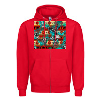 Red aztec leopard cowhide turquoise Zipper Hoodie - BarkalooDesign