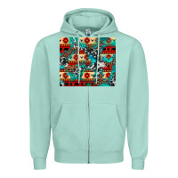 Seafoam aztec leopard cowhide turquoise Zipper Hoodie - BarkalooDesign