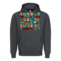 Smoke aztec leopard cowhide turquoise Zipper Hoodie - BarkalooDesign