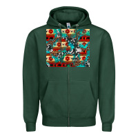 Sports Green aztec leopard cowhide turquoise Zipper Hoodie - BarkalooDesign
