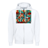 White aztec leopard cowhide turquoise Zipper Hoodie - BarkalooDesign