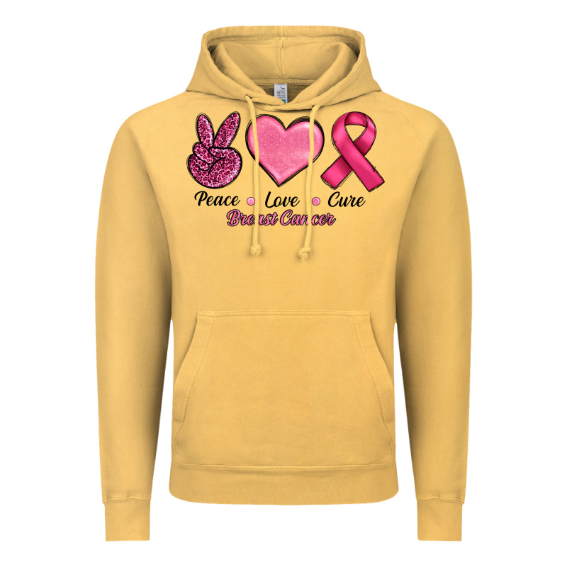 Breast Cancer Peace Love Cure Vintage Hoodie by RanaPortraitStore | Teevron