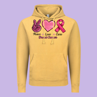 Breast Cancer Peace Love Cure Vintage Hoodie Designed By Ranaportraitstore