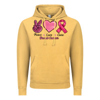 Vintage Mustard breast cancer peace love cure Vintage Hoodie - RanaPortraitStore