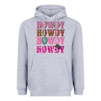 Heather Grey pink howdy howdy howdy Heavyweight Hoodie - NancyCooperArtShop