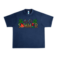 Navy hello summer Urban Heavy Tee - CowhideDigitalArt