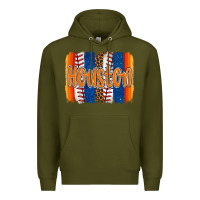 Army Green houston baseball team spirit brushstrokes Premium Hoodie - Artiststas