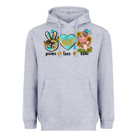 Heather Grey peace love cute cow Heavyweight Hoodie - NancyCooperArtShop