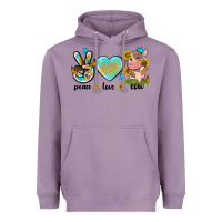 Lavender peace love cute cow Heavyweight Hoodie - NancyCooperArtShop