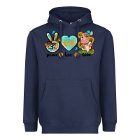 Navy peace love cute cow Heavyweight Hoodie - NancyCooperArtShop