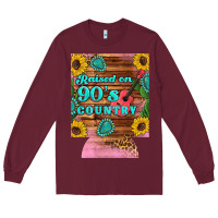 Burgundy raised 90's country guitar cactus sunflower's 12 oz can cooler (regula Long Sleeve Tee - Artiststas